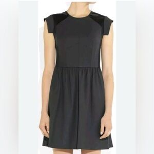 Rebecca Taylor Perforated Leather Accent A Line Dress